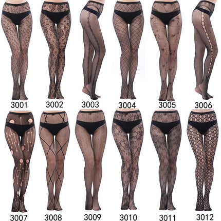 3 Pairs Women Fishnet Suspender Pantyhose Thigh-High Stockings Tights for Halloween Party Dress up