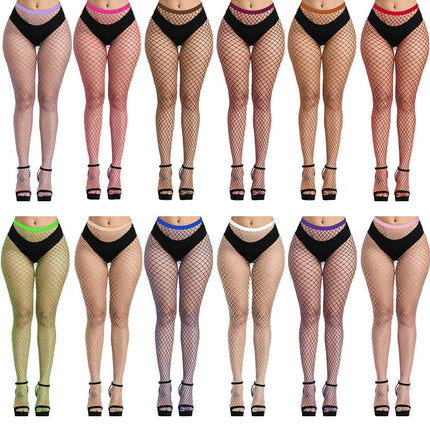 4 Pairs Womens High Waist Tights Fishnet Stockings Thigh High Pantyhose