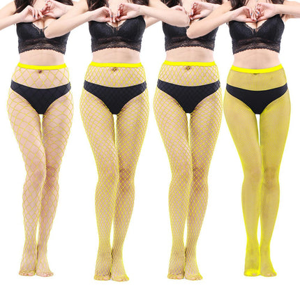 4 Pairs Women's High Waisted Tights Fishnet Stockings Thigh High Pantyhose