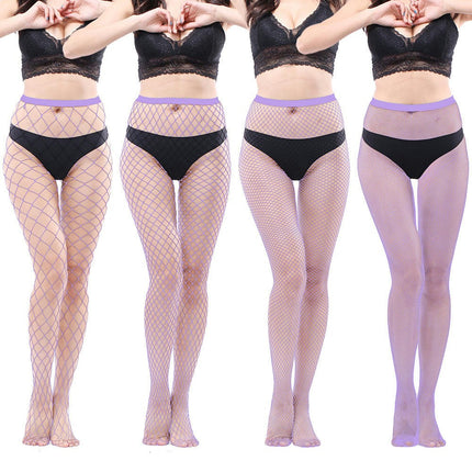 4 Pairs Women's High Waisted Tights Fishnet Stockings Thigh High Pantyhose