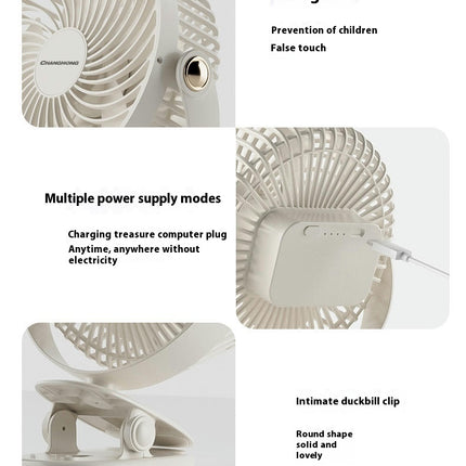 Portable Clip-On Fan - 3 Speeds and 720 degrees Adjustment, Quiet Personal Fan for Home or Office