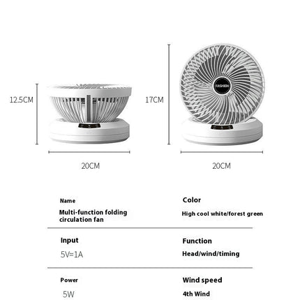 Personal Fan Small Desktop Globe Fan, USB Rechargeable Fan , Quiet Fan for Bedside Table Top and Desk