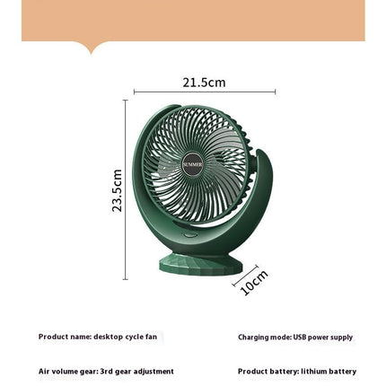 Air Circulation Fan-3 Speeds with Night Light Timing USB Rechargeable Desktop Table Fan