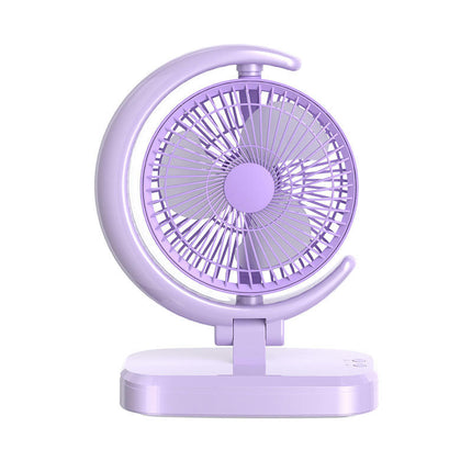 Portable Desktop Fan - USB Battery Charging 3 Wind Speed Home Office Outdoor Fan with Light