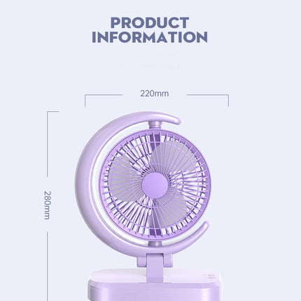 Portable Desktop Fan - USB Battery Charging 3 Wind Speed Home Office Outdoor Fan with Light