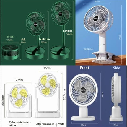 USB Charging Fan-Desktop Portable Shaking Head Clip Fan-Small 3-speed Table Fan