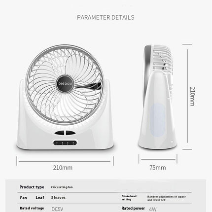 USB Charging Desk Fan-7 inch Mini Dormitory Fan-3 Speed Adjustable Office Fan