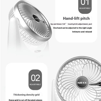 USB Charging Desk Fan-7 inch Mini Dormitory Fan-3 Speed Adjustable Office Fan