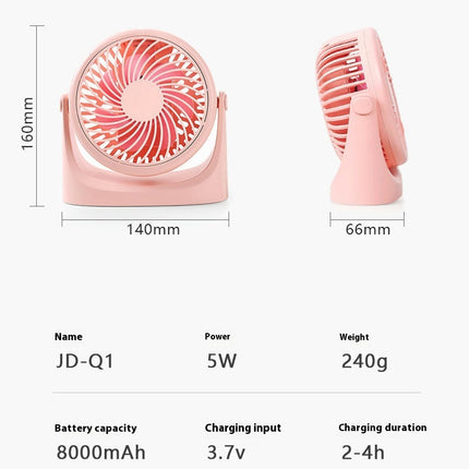 Air Circulator Desk Fan Rechargeable Fan with 8000 mAh Battery-3 Speed for Bedroom/Office