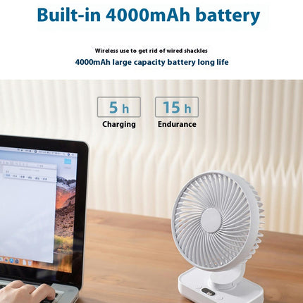 USB Rechargeable Desk Fan - Portable Digital Display Mini Fan - Suitable for Home Office Camping