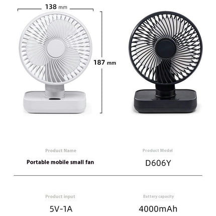 USB Rechargeable Desk Fan - Portable Digital Display Mini Fan - Suitable for Home Office Camping