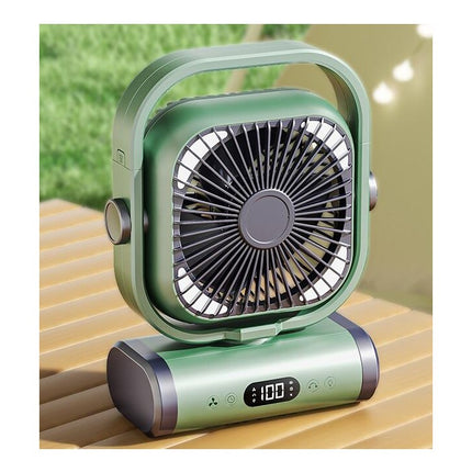 Camping Fan Rechargeable-Auto Oscillation Cordless Fan, Tent Fan with Remote/Light 5 Speeds