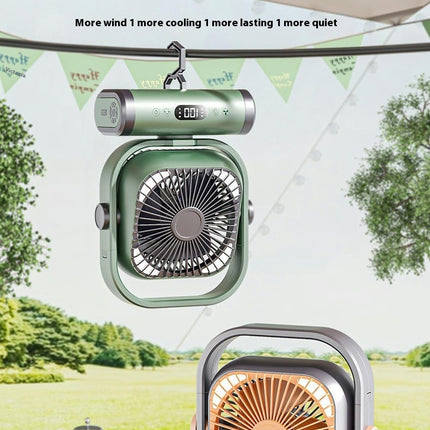 Camping Fan Rechargeable-Auto Oscillation Cordless Fan, Tent Fan with Remote/Light 5 Speeds