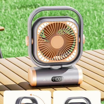 Camping Fan Rechargeable-Auto Oscillation Cordless Fan, Tent Fan with Remote/Light 5 Speeds