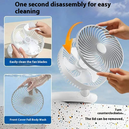 Rechargeable Desk Fan , 5 Speeds Portable Air Circulation Fan ,Small Wall Fan for Bedroom Home Desktop Office