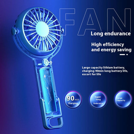 Small Handheld Fan with 5 Speeds, Small Hand Fan USB Rechargeable, Personal Fan Battery Operate