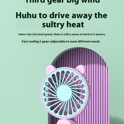 Portable Handheld Fan-3 Speed Mini Cute Fan-USB Battery Rechargeable Desktop Fan