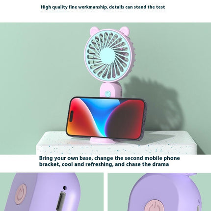 Portable Handheld Fan-3 Speed Mini Cute Fan-USB Battery Rechargeable Desktop Fan