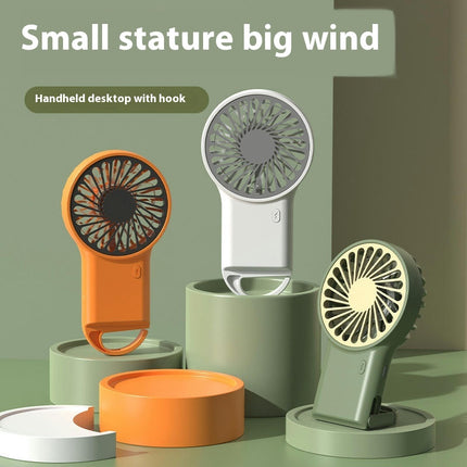 Mini handheld fan Lightweight and portable hook USB charging desktop fan 3 wind speeds