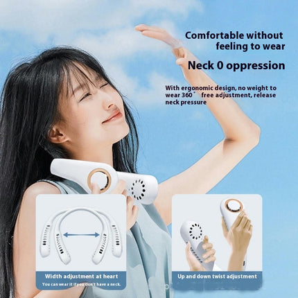 Portable Neck Fan, USB Rechargeable Hands Free Bladeless Fans, 3 Speeds Personal Neck Fan