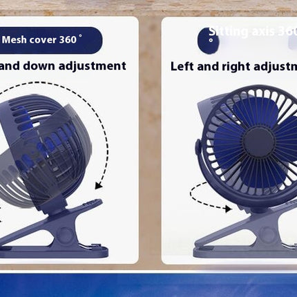 Portable Clip on Fan - Battery Operated Stroller Fan, Small Rechargeable Fan 3 Speeds