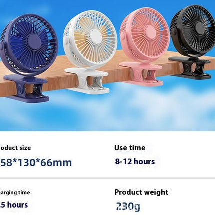 Portable Clip on Fan - Battery Operated Stroller Fan, Small Rechargeable Fan 3 Speeds