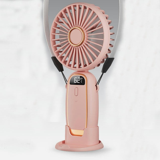 Portable Handheld Fan, Battery Operated Fan with Base, 5 Speeds Rechargeable Mini Fan for Outdoor Indoor