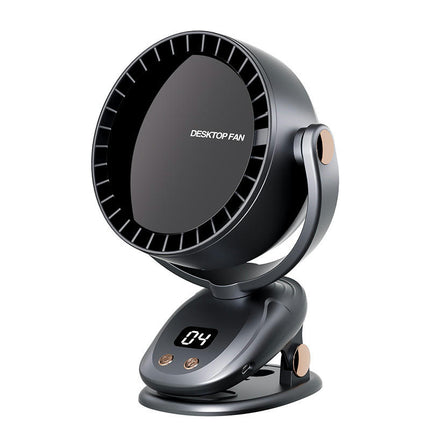 Household Clip Fan - Digital Display Screen Desktop Shaking Small Fan USB Charging