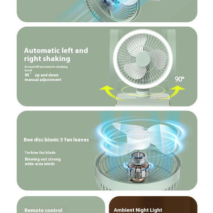 USB Desktop Fan - With Light and Remote Control Desk Fan Home Office Dormitory Fan