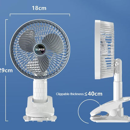 Clip on Fan ,4 Speed 360 degreesRotating Detachable Clamp, Battery Powered USB Charge Camping Fan