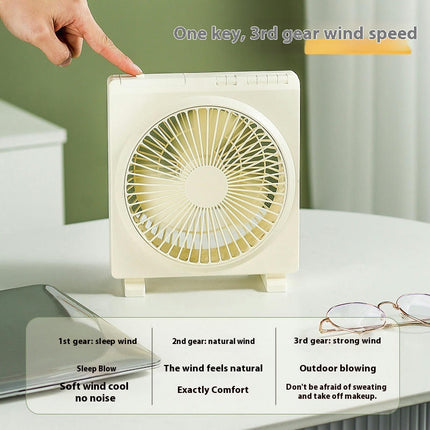 USB Rechargeable Fan 3 Speed  Desktop Small Fan Office Dormitory Bedside Square Desk