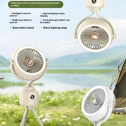 Outdoor Camping Fan-Home Office with Tripod Multi-function Suspension Shaking Head Fan