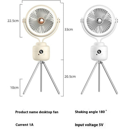 Outdoor Camping Fan-Home Office with Tripod Multi-function Suspension Shaking Head Fan