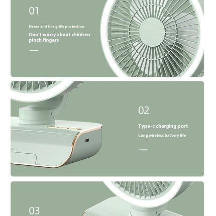 Home Remote Control Desk Fan USB Charging with Light Fan Silent 5-Speed Circulation Fan