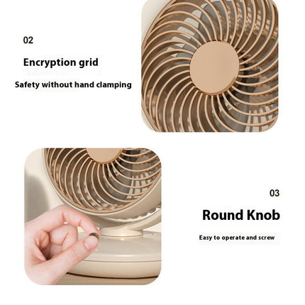 Circulation Desk Fan- USB Charging 3 Speed Oscillating Fan Suitable for Desktop Bedroom Office