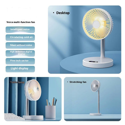 Smart Voice Fan-Home Office HD Digital Display Fan-Desktop Silent Rechargeable Desk Fan