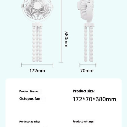 Mini Portable Fan,4 Speed USB Charging 360 degrees Flexible Tripod Cooling Fan, Suitable for Car Seat Crib