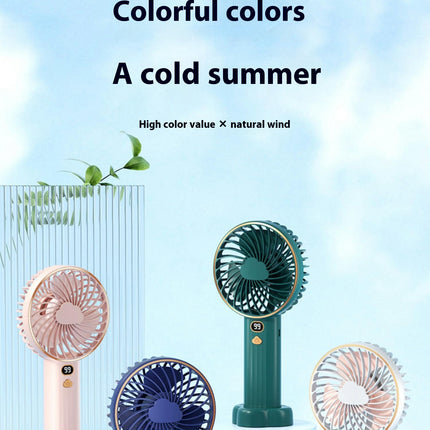 Double -Power USB Handheld Small Fan Outdoor Portable Mini Desktop Number Showing Fan