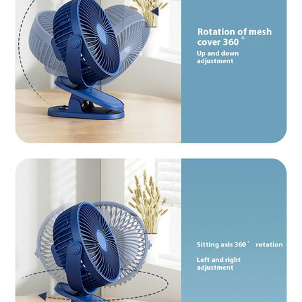 Portable Clip On Fan, Small USB Fan Battery Operated, 4 Speed Wind Desk Fan for Stroller