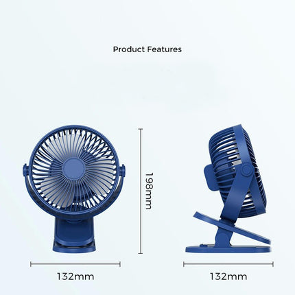 Portable Clip On Fan, Small USB Fan Battery Operated, 4 Speed Wind Desk Fan for Stroller