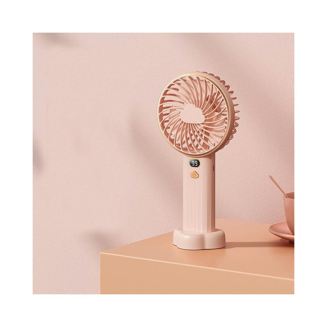 Portable Handheld Fan, Battery Operated Fan with Base, Digital Display 5 Speeds,  for Outdoor Indoor