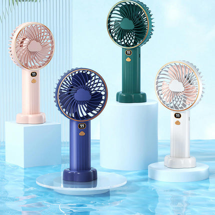 Portable Handheld Fan, Battery Operated Fan with Base, Digital Display 5 Speeds,  for Outdoor Indoor