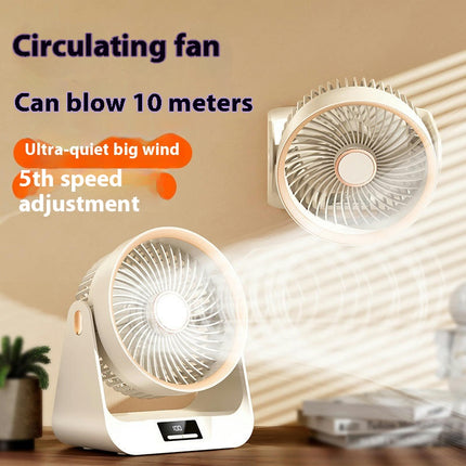 Desktop Fan - USB Rechargeable 5 Speed Adjustable Tilt Household Desktop Fan, Bedroom Silent Fan