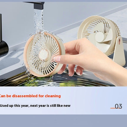 Desktop Fan - USB Rechargeable 5 Speed Adjustable Tilt Household Desktop Fan, Bedroom Silent Fan