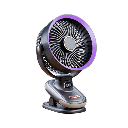 Oscillating Circulation Clip Fan USB Charging Small Fan-Suitable for Office Dormitory with Light