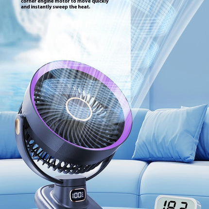 Oscillating Circulation Clip Fan USB Charging Small Fan-Suitable for Office Dormitory with Light