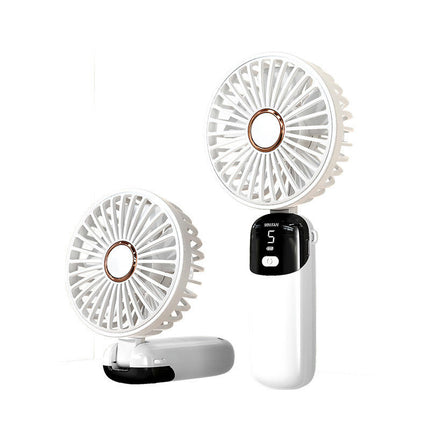 Handheld Portable Fan, Rechargeable Battery 5 Speed Wind, LED Display USB Foldable Electric Fan for Women Girl