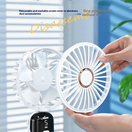 Handheld Portable Fan, Rechargeable Battery 5 Speed Wind, LED Display USB Foldable Electric Fan for Women Girl