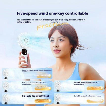 Handheld Portable Fan, Rechargeable Battery, 5 Speed Wind Personal Mini Travel Fan USB Foldable Electric Fan