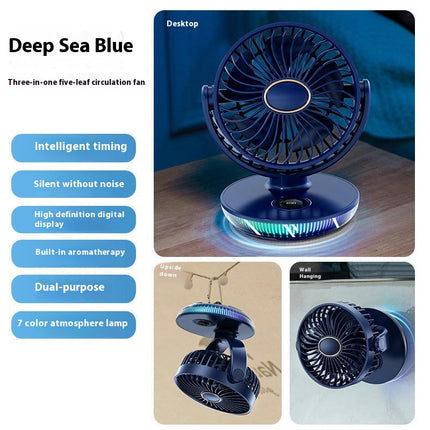 Desktop Small Fan USB Charging 5 Wind Speeds Outdoor Camping Student Office Fan